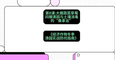 第8节：【大棚蔬菜草莓】闷棚清园与土壤消毒的&ldquo;桑拿浴&rdquo;，课程：《经济作物冬季清园&middot;实战防坑指南》#识农AI