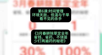 第6节：时间管理环境天敌，低温与干旱&mdash;&mdash;看不见的杀手，课程：《3月春耕除草定全年：省钱、省药、不烧苗、少打两遍药的秘密》